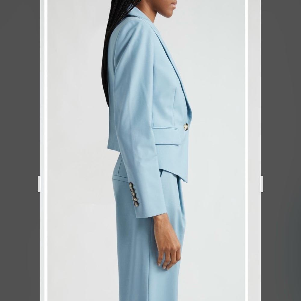 Veronica Beard Blue Hosanna Stretch Virgin Wool Blend Dickey Jacket in Sea Glass - Picture 5 of 12